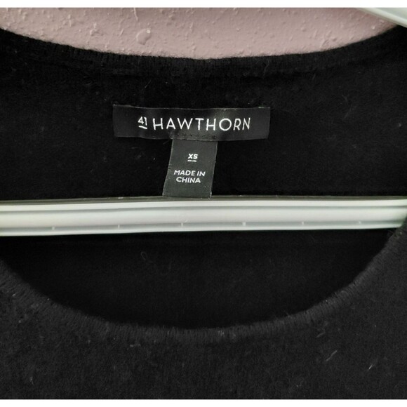 41 Hawthorn Womens XS 100% Cashmere Pull Over Dk Blue Tan Striped - Picture 2 of 7